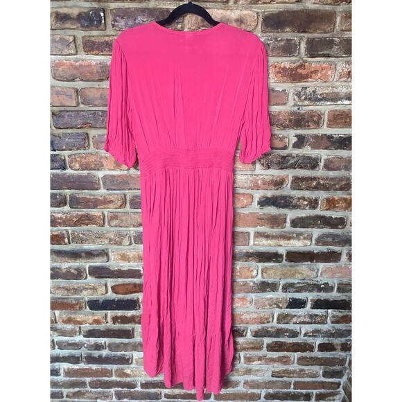 NWT Old Navy Pink Short Sleeve Empire Waist Surplice Maxi Dress Women's Small - Picture 7 of 7
